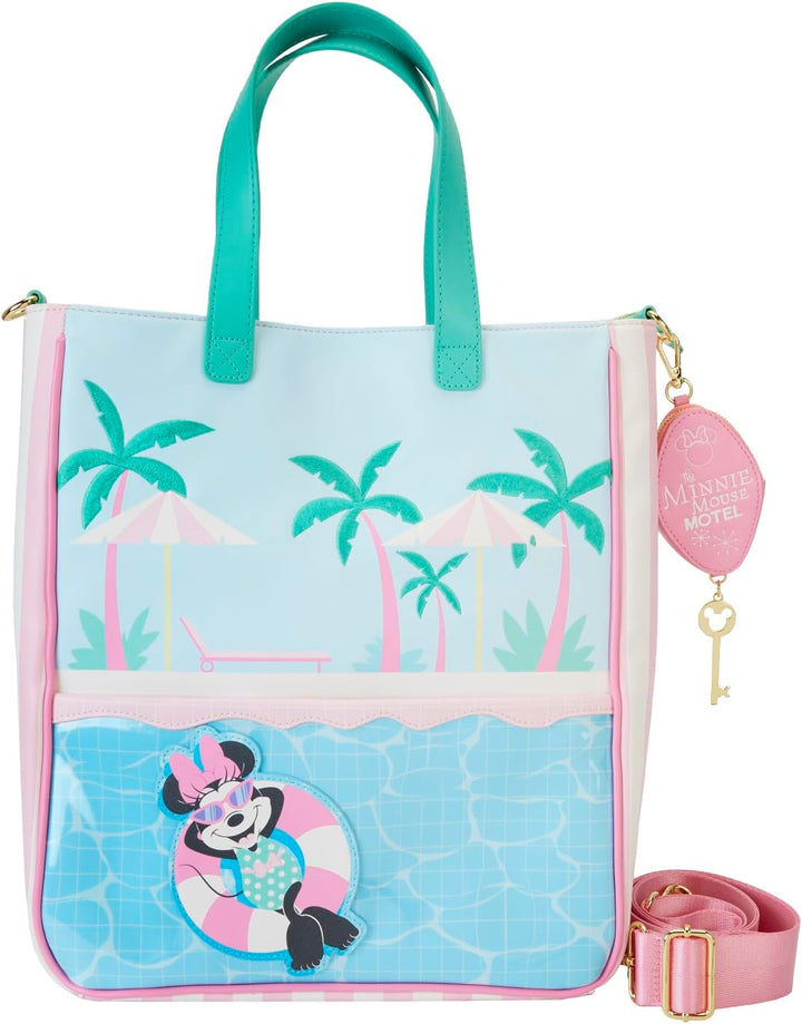 Loungefly Disney Minnie Mouse Vacation Style Poolside Tote Bag with Coin Bag, Mu