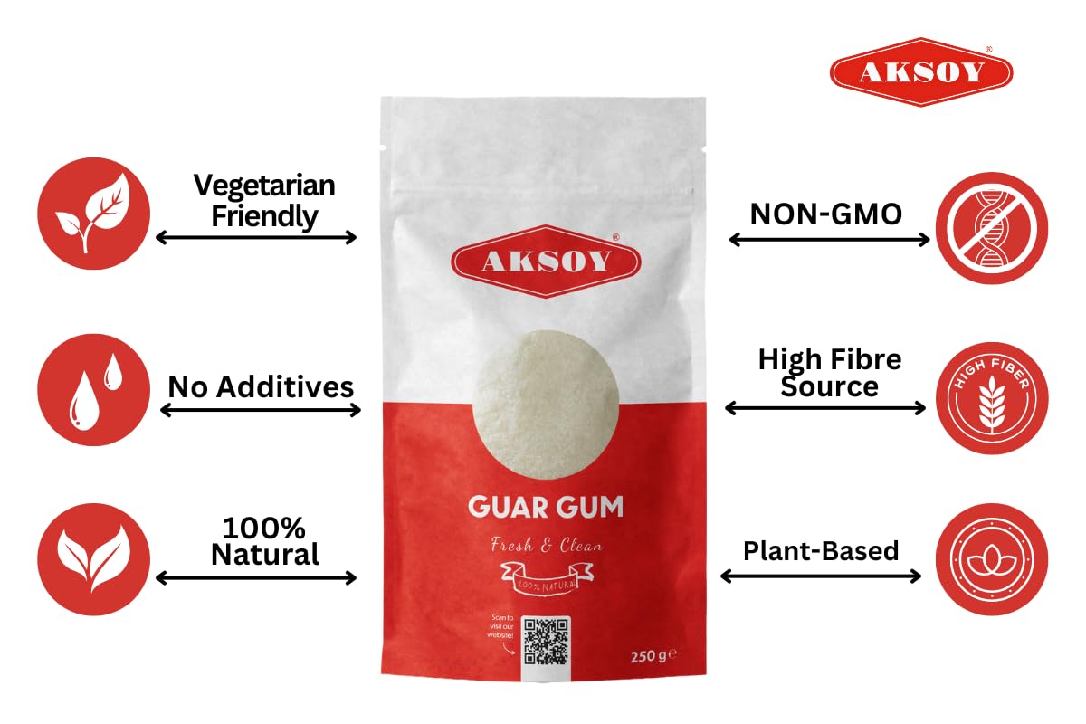 AKSOY Guar Gum Powder - Natural Thickener & Stabiliser | 250g Fine Powder 3