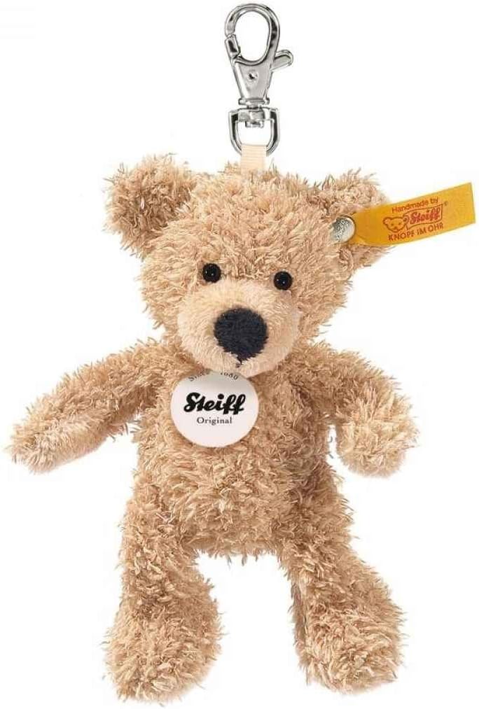 Steiff Fynn Teddy Bear Keyring - Plush Beige 12cm with Button in Ear 1