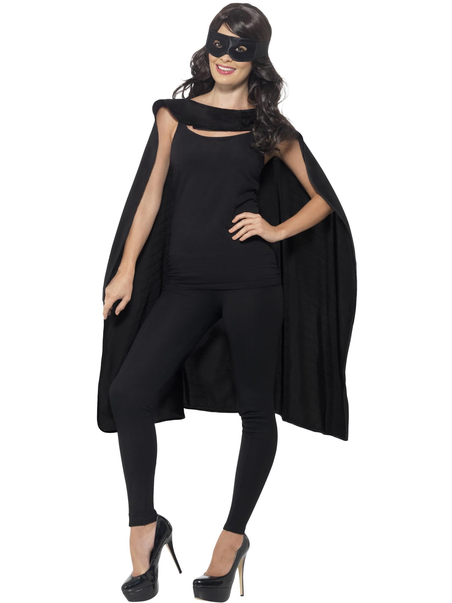 Smiffys Superhero Costume Accessory Set - Black Cape & Eyemask | One Size | Polyester 1