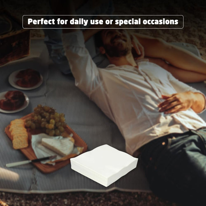 1ABOVE 100 Pack White Paper Napkins 30x30cm 1-Ply Soft and Absorbent