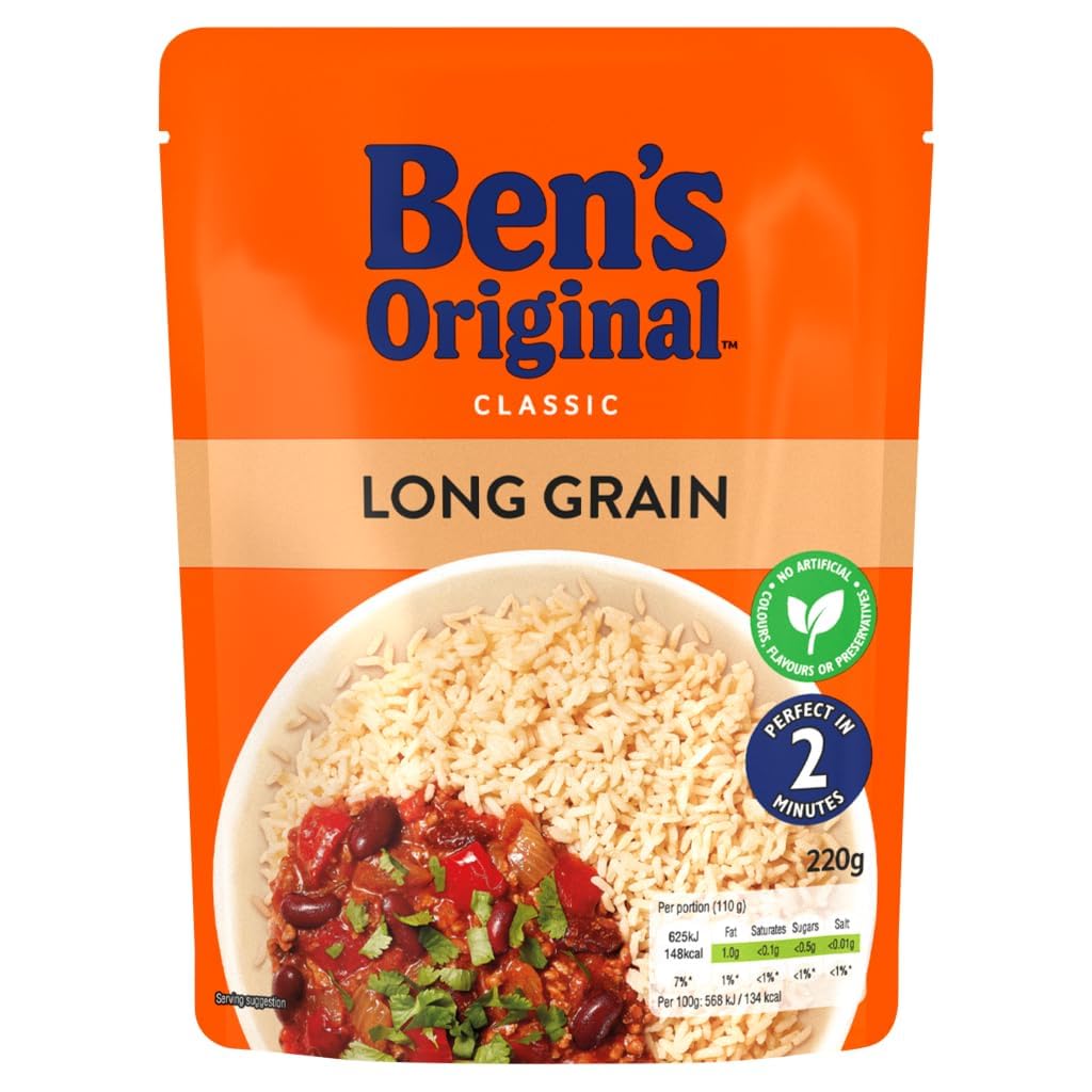 Ben's Original Long Grain Microwave Rice - Ready in 2 Minutes | 220g | Suitable for Vegetarians