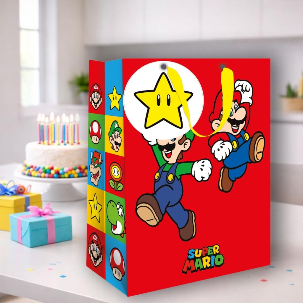 Danilo Promotions LTD Super Mario Bros Medium Gift Bag | Paper | Multi Color
