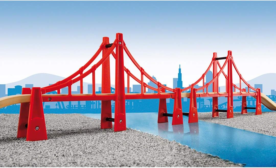 BRIO World Double Suspension Train Bridge - Wooden Train Set Accessory for Kids 3+ 10