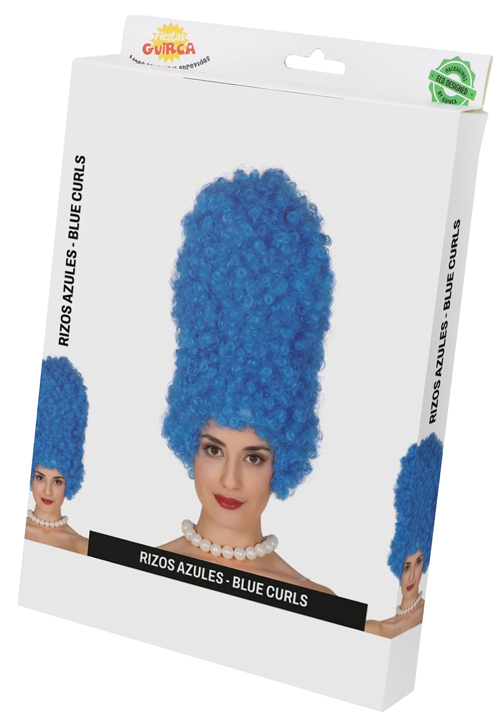 FIESTAS GUIRCA | Blue Curly Wig (15.7 in) - Fancy Dress Accessory for Themed Parties and Video Game Cosplay - Ideal for Adult Women at Halloween and Carnival - Blue
