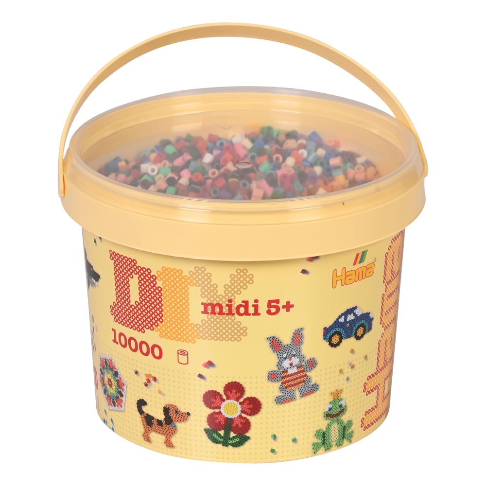 Hama Midi Beads Bucket - 10,000 Fuse Beads Craft Kit for Creative Children 5+ 9