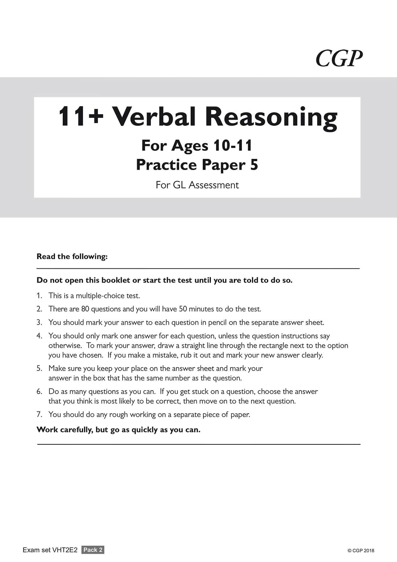 CGP 11+ GL Verbal Reasoning Practice Papers Pack 2 - Ages 10-11 | Paperback | 76 Pages 2
