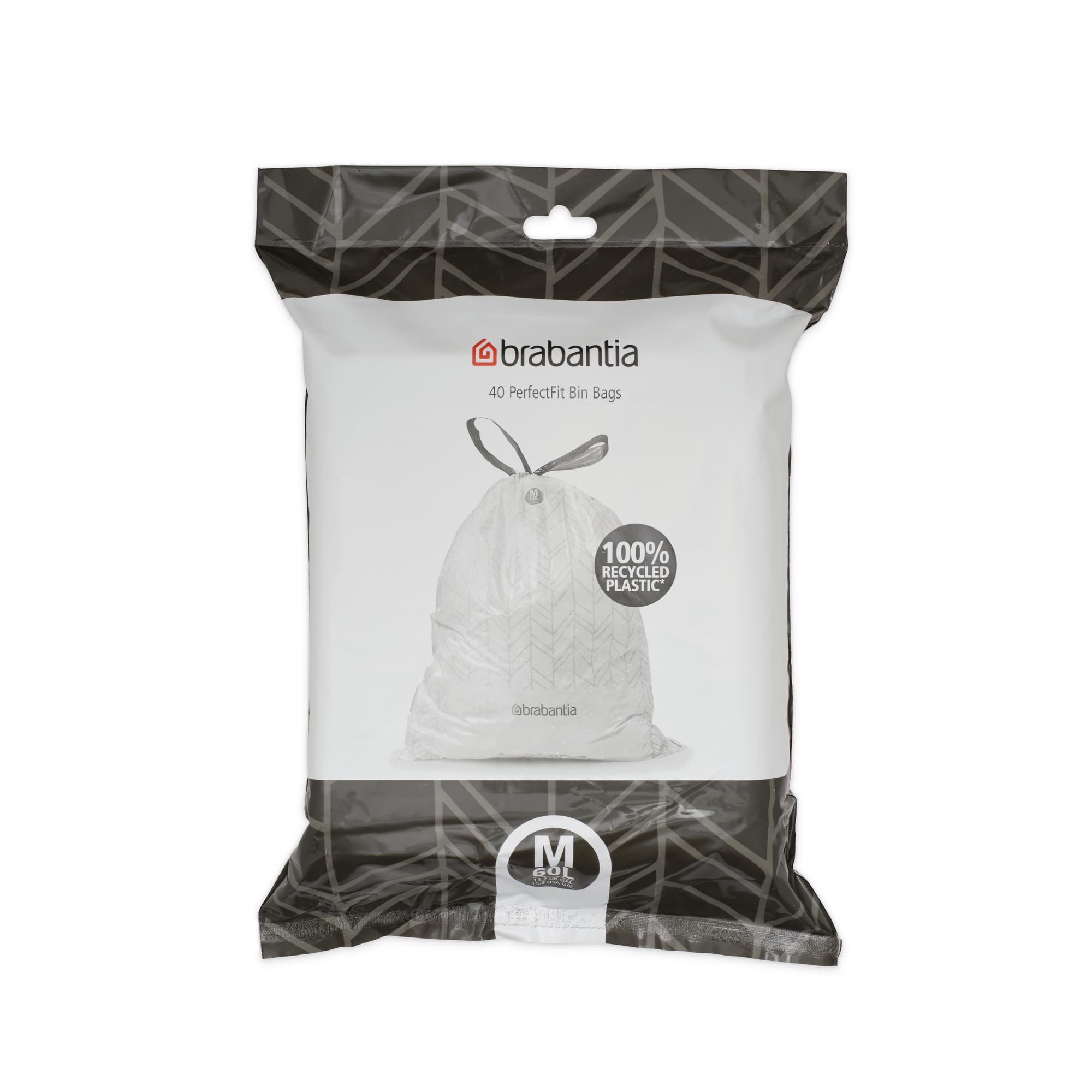 Brabantia PerfectFit Bin Liners - Tear-Resistant Plastic | 60L Capacity | 40 Count