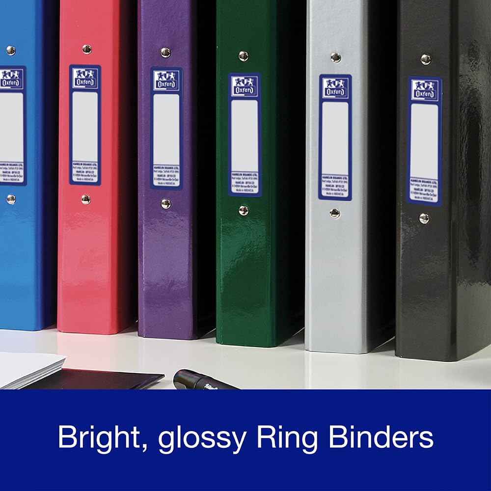 Oxford Premium A4 O-Ring Binder - Charcoal Black, 40mm Spine, 250 Sheet Capacity | Set of 2 8