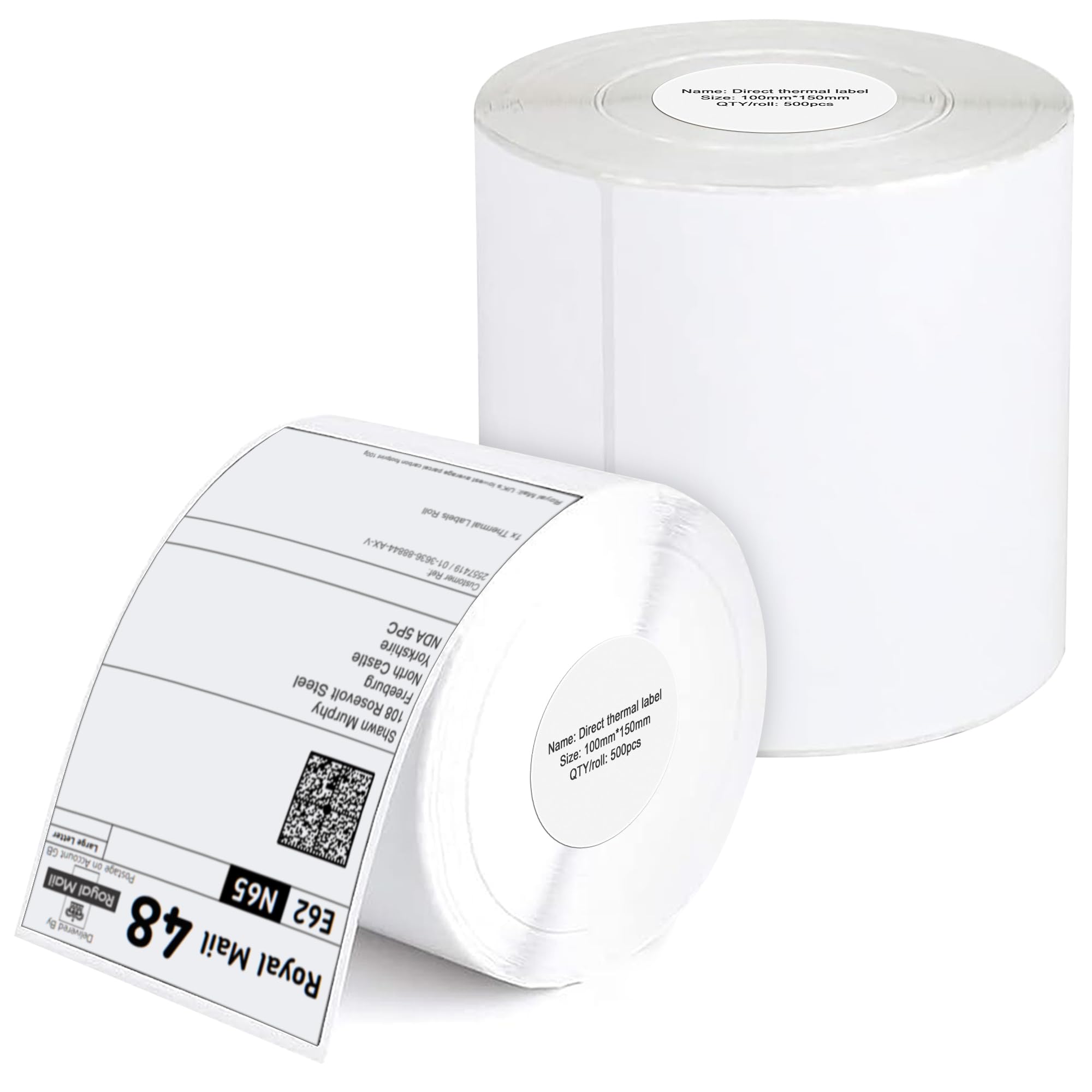 iSOUL Direct Thermal Printer Labels - 4x6 Inch (100x150mm) | 500 Labels per Roll | White Paper