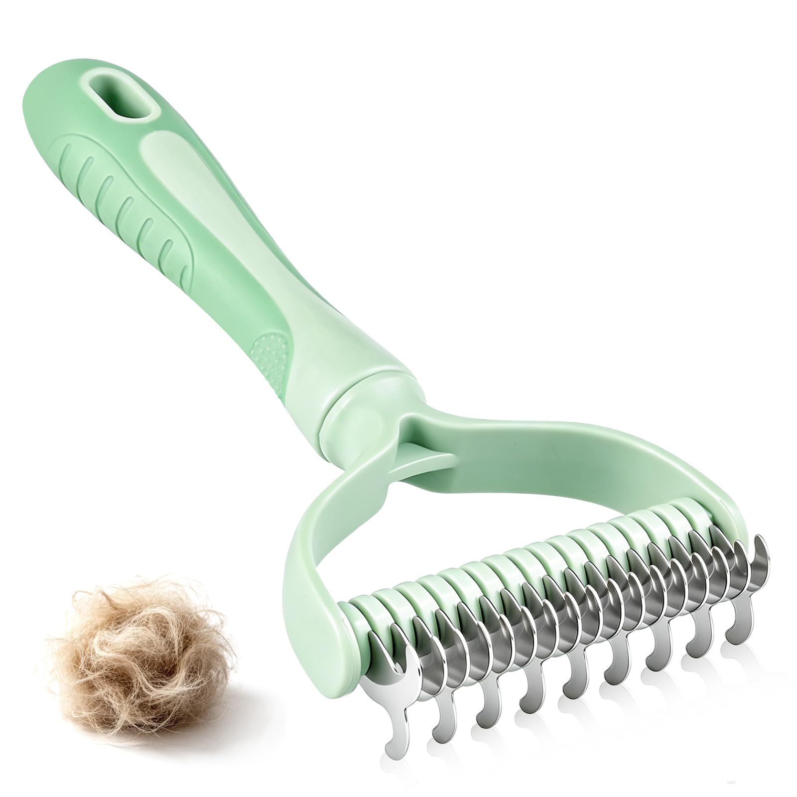 JADUFHU 2-in-1 Dematting Comb - Dual-Sided Undercoat Rake for Dogs & Cats | Stainless Steel