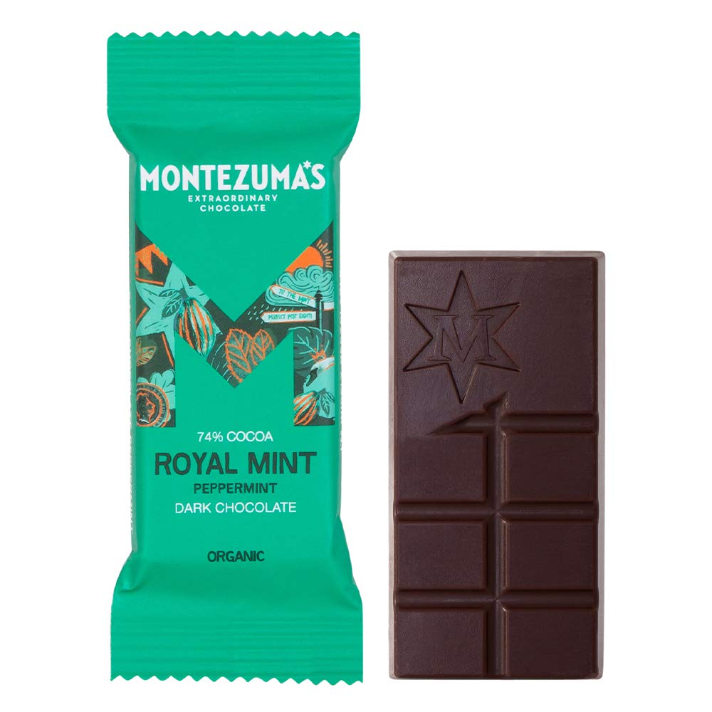 Montezuma - Royal Mint 74% Cocoa Dark Chocolate with Peppermint, Organic, Vegan, Gluten-Free Mini Bar 1