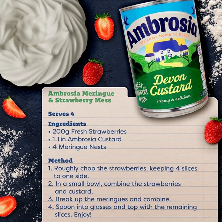 Ambrosia Devon Custard - Creamy Traditional Ready-to-Eat Dessert | 400g Can (Pack of 12) 7