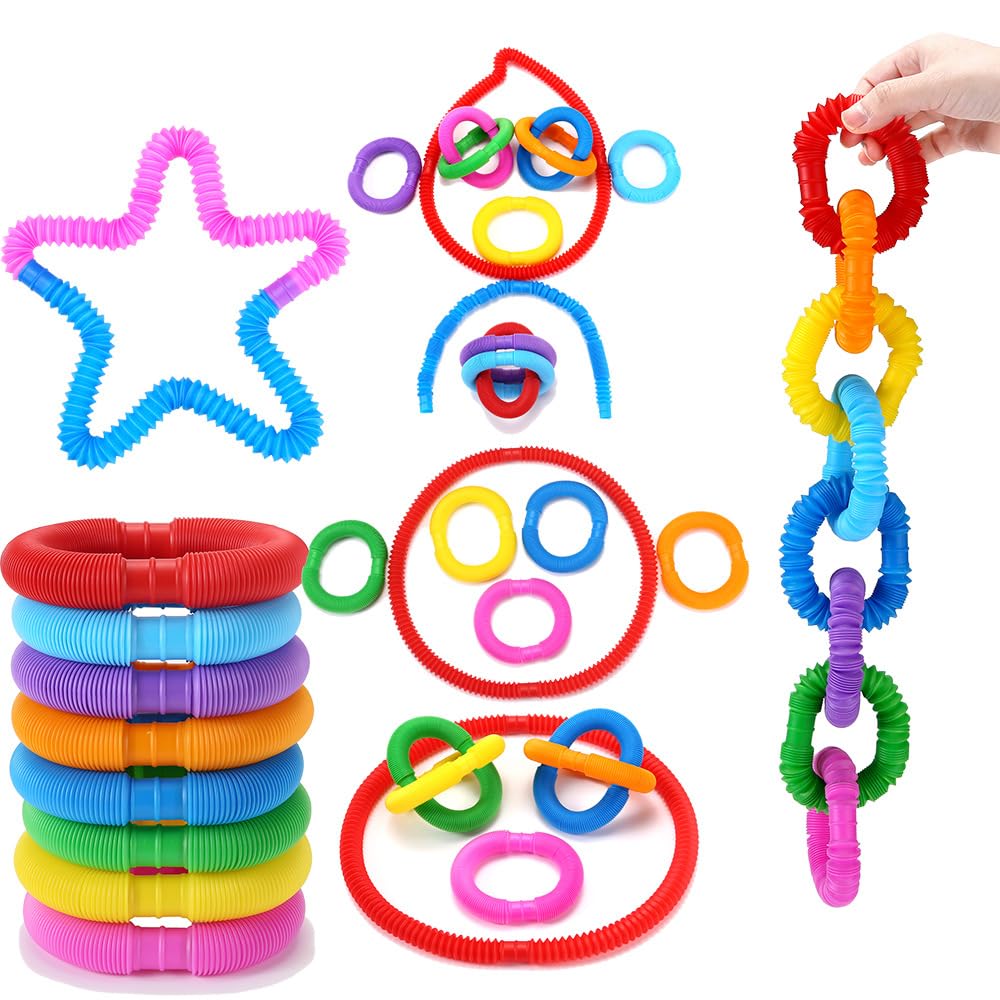 RAM ONLINE Pop Fidget Tubes - 20 Pack Colourful Sensory Toy for Stress Relief & Focus | Plastic