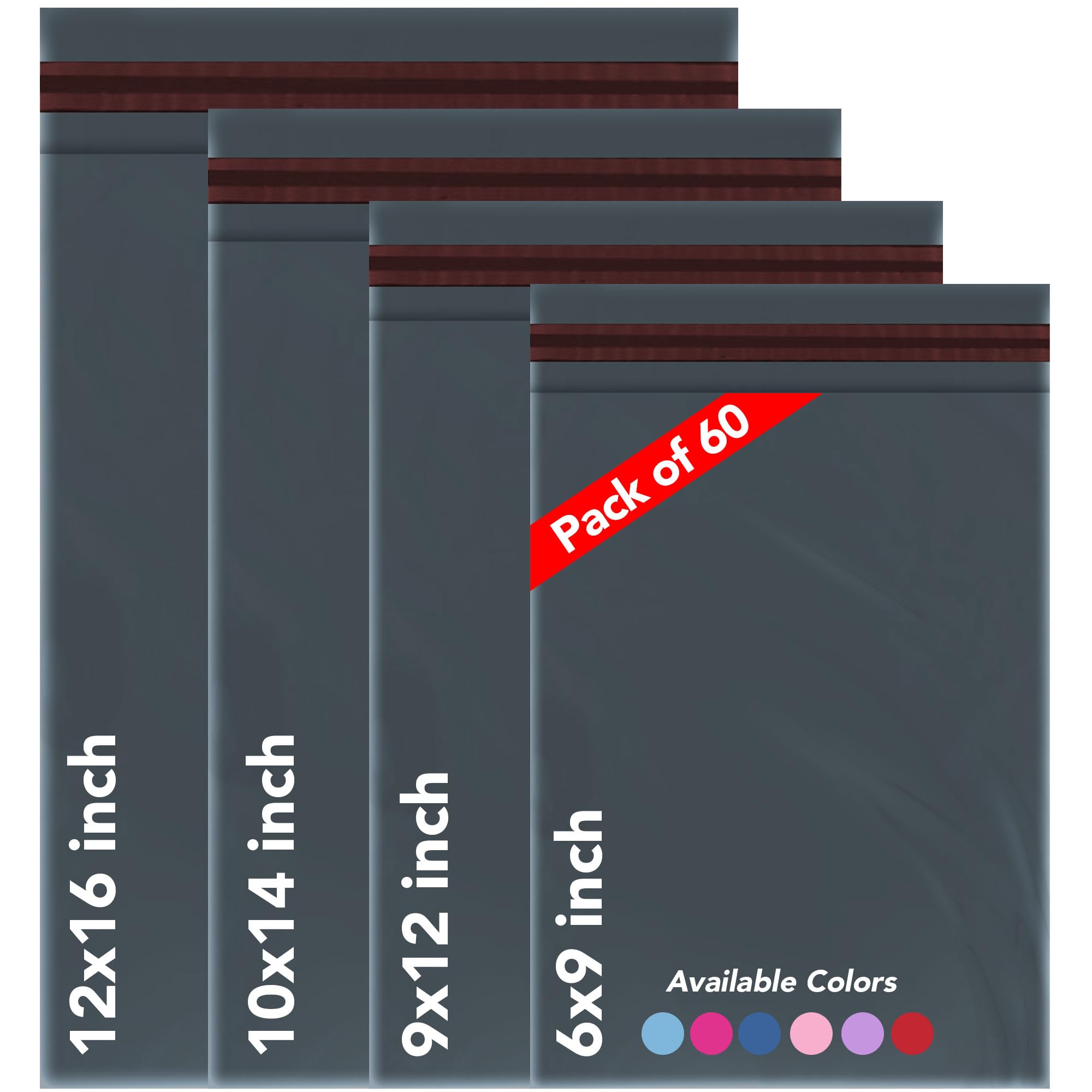 iSOUL 60 Mixed Size Poly Mailing Bags - Self Seal, Waterproof, Opaque 60 Micron Film 1