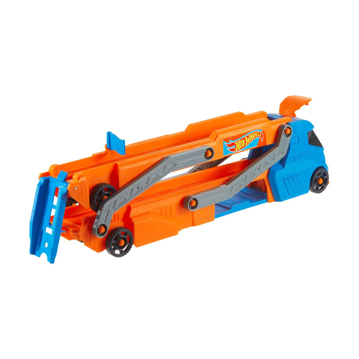 Hot Wheels Speed Track Transporter Playset - Orange City Speed Vehicle with 1:64 Scale Car & 2.5-Foot Track for Kids