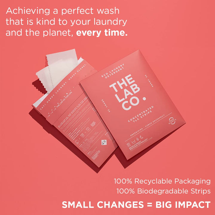 The Lab Co. - Laundry Detergent Strips (32 Loads, Non-Bio, Sensitive Skin, Energising Grapefruit Amber Eucalyptus)