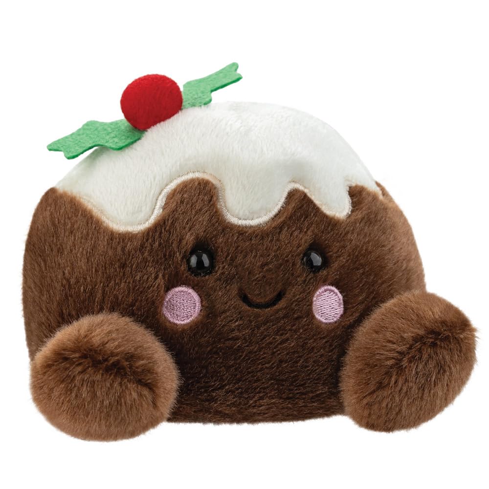 Aurora Palm Pals Carol Christmas Pudding Soft Toy - 5 Inch, Brown & White
