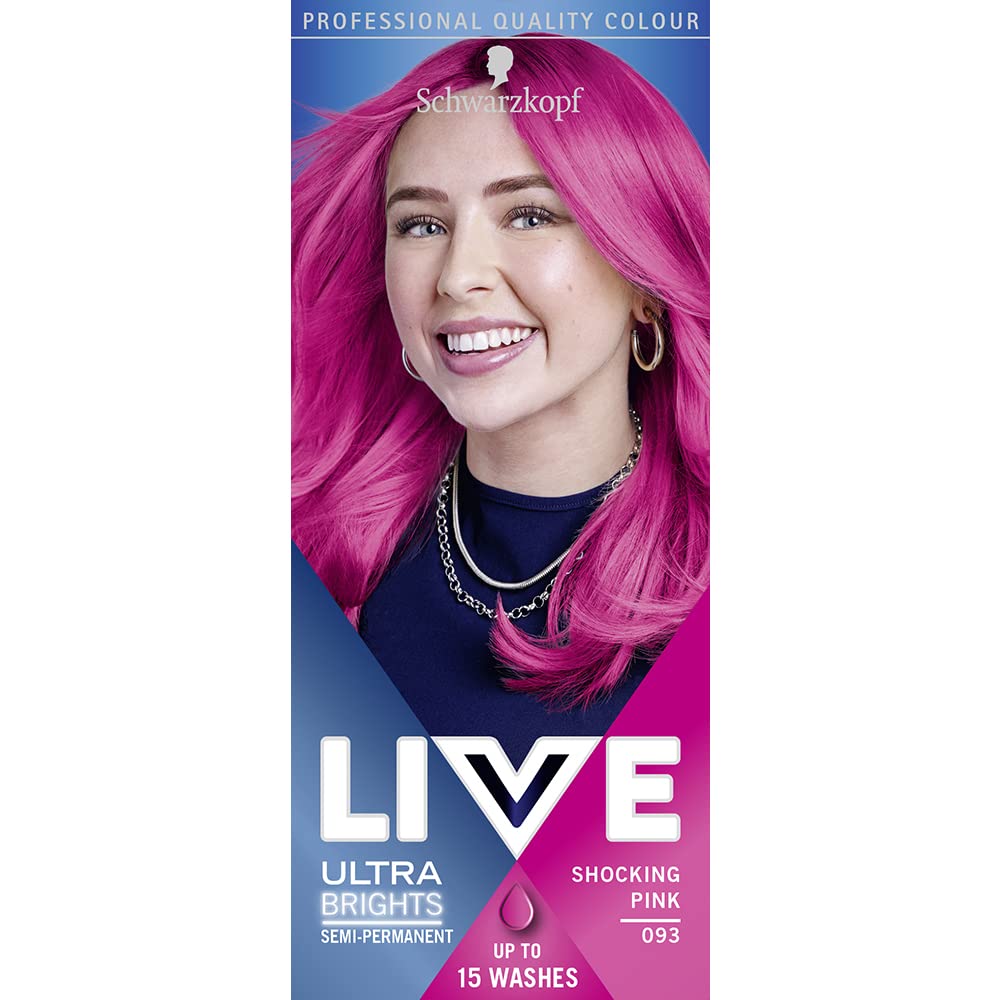 Schwarzkopf LIVE Ultra Brights or Pastels Shocking Pink Semi-Permanent Hair Dye (50ml)