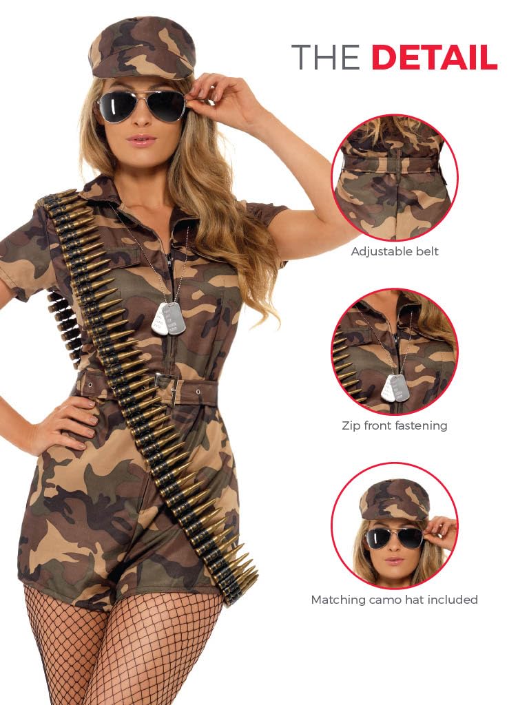 Smiffys Army Girl Costume - Camouflage Soldier Dress-Up for Adults 4
