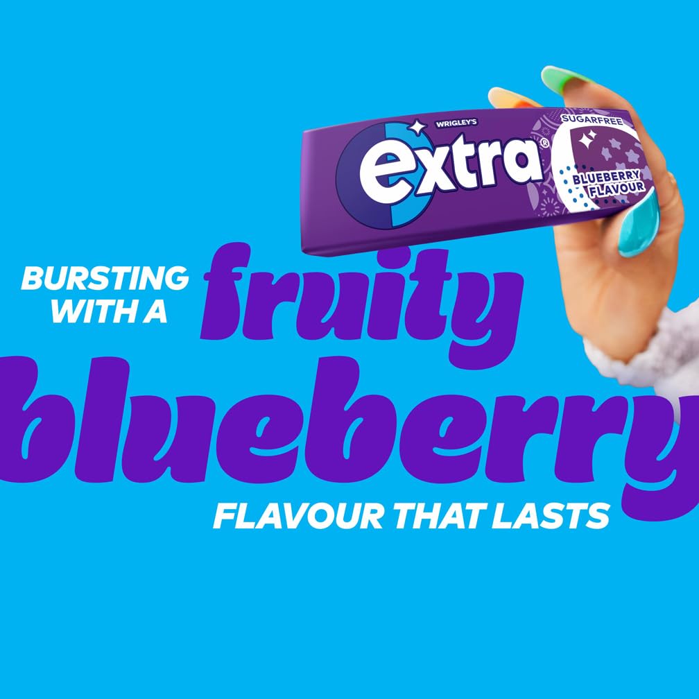 Extra Blueberry Flavour Sugar Free Chewing Gum - 30 Packs (10 Pieces Each)