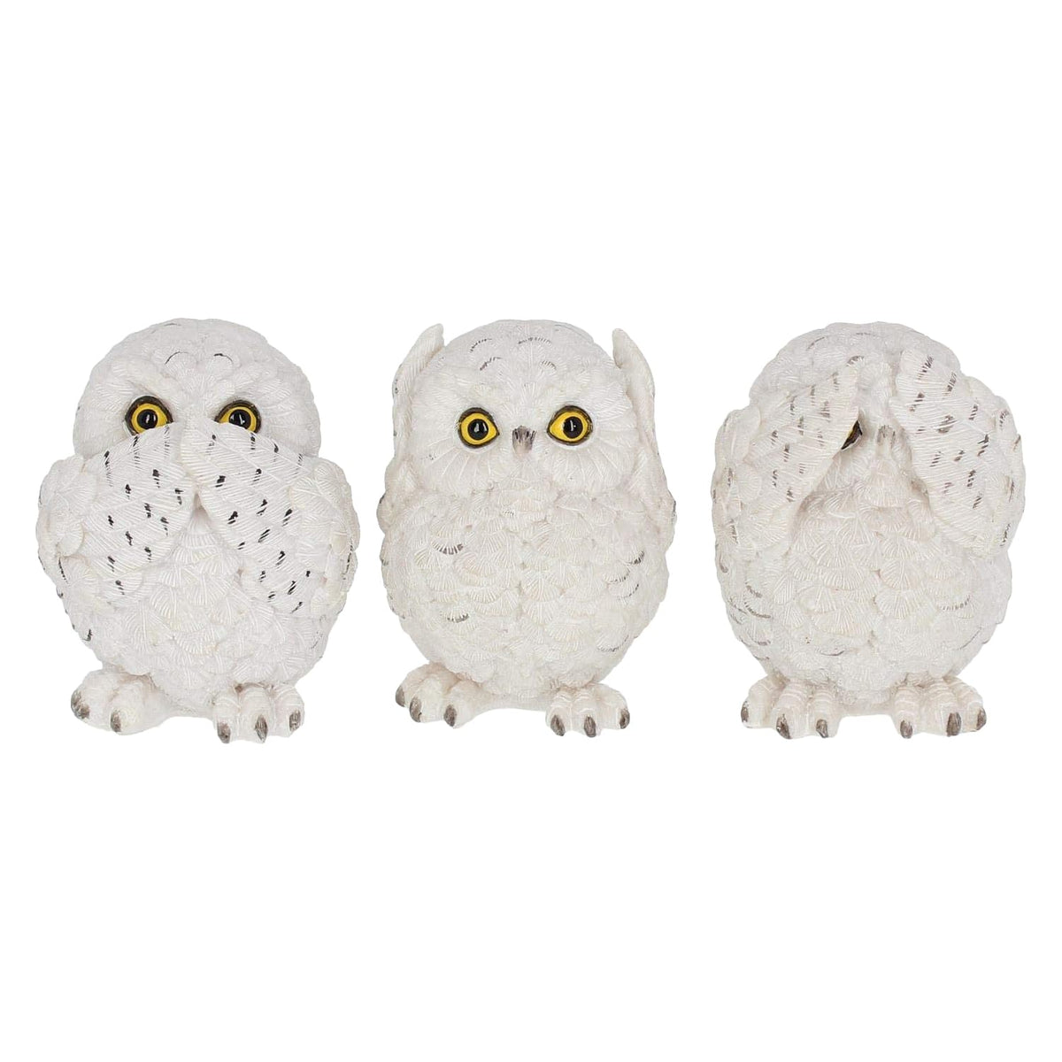 Nemesis Now Three Wise Owls Figurine - 3 Owls, 8cm, White