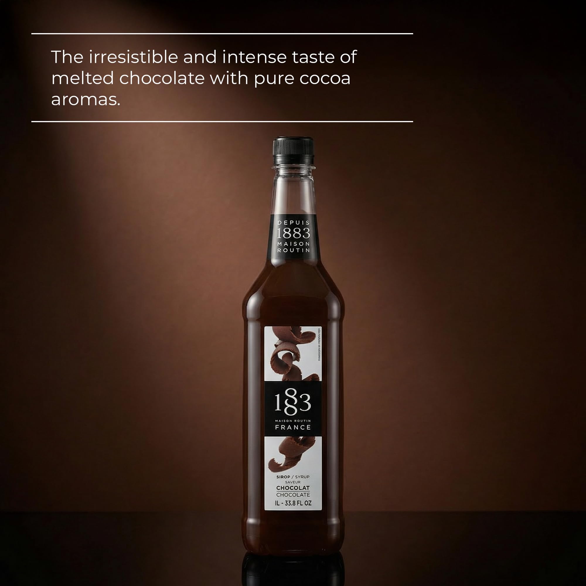 1883 MAISON ROUTIN Premium Chocolate Syrup for Cocktails & Mocktails | 1L | Vegan, Kosher, Halal