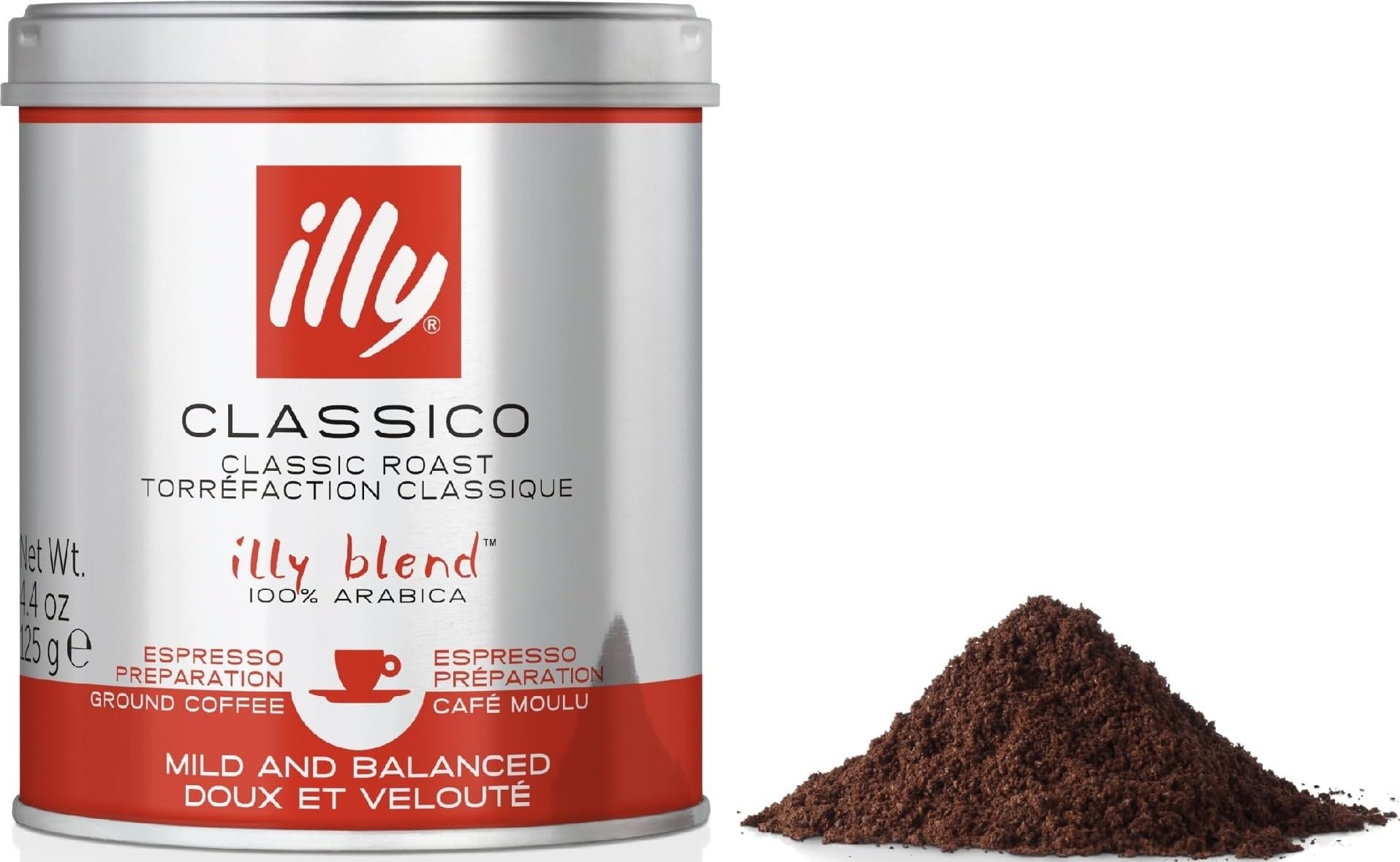 illy Classico Ground Coffee - Medium Roast, 100% Arabica Beans, Ideal for Espresso, 125g Tin 1