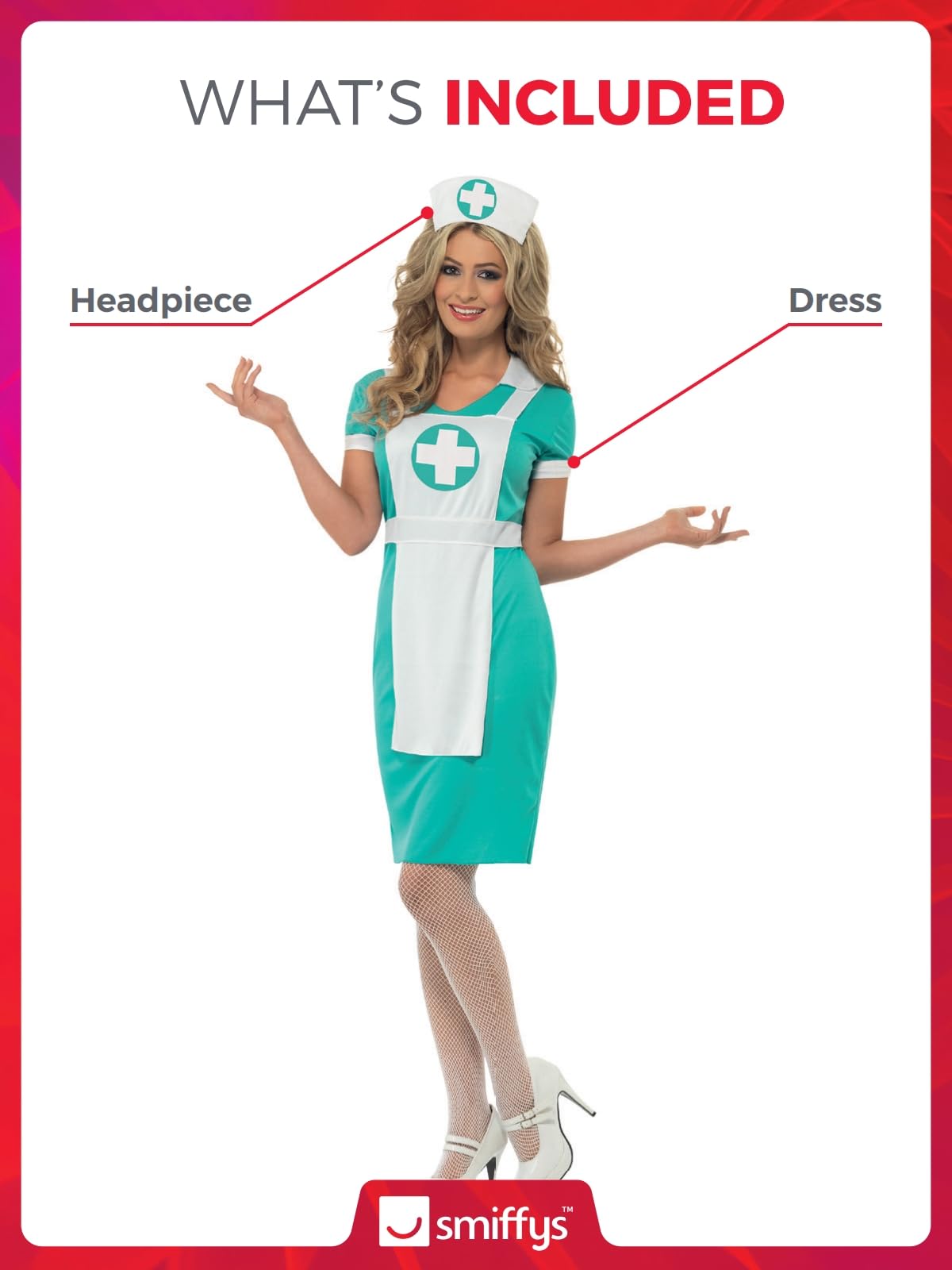 Smiffys Scrub Nurse Costume - Green, Size L (UK 16-18) 4