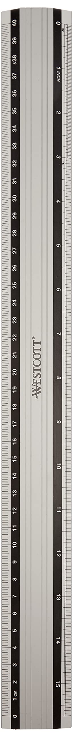 Westcott E-10192 00 Aluminum Ruler - 40 cm / 16' Length | Metric & Inch Scale
