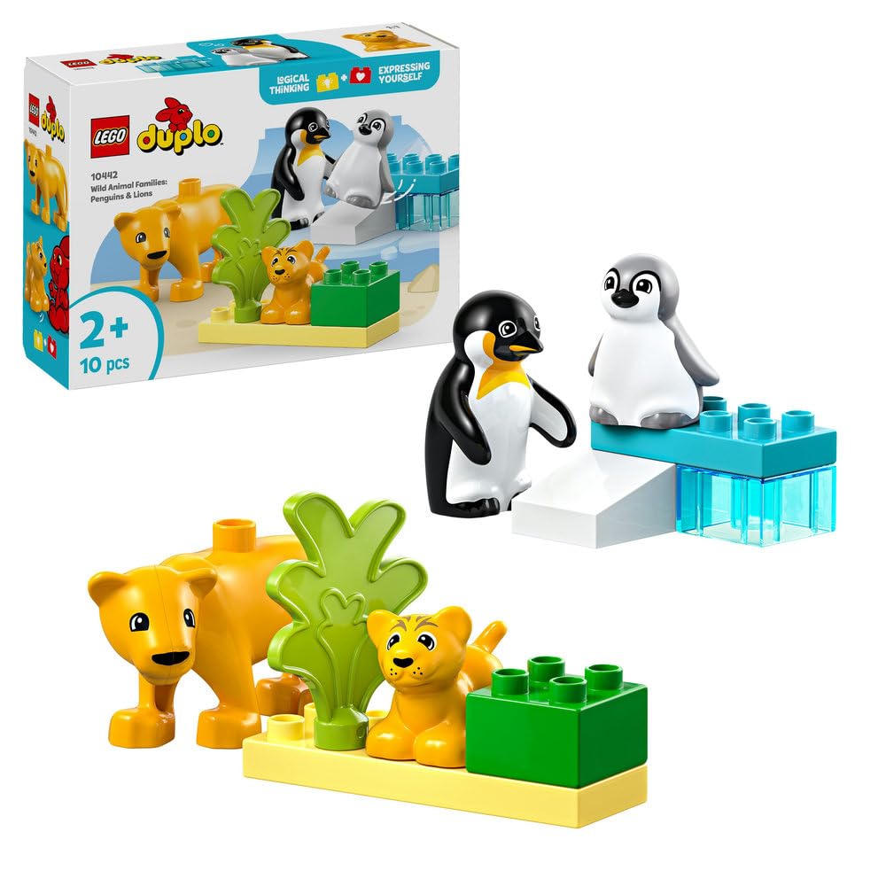 LEGO DUPLO Wild Animal Families: Penguins & Lions Educational Building Set for Toddlers 2+ 1