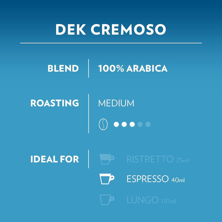 Lavazza A Modo Mio Dek Cremoso Coffee Capsules, Decaffeinated 100% Arabica Blend, 36 Pods