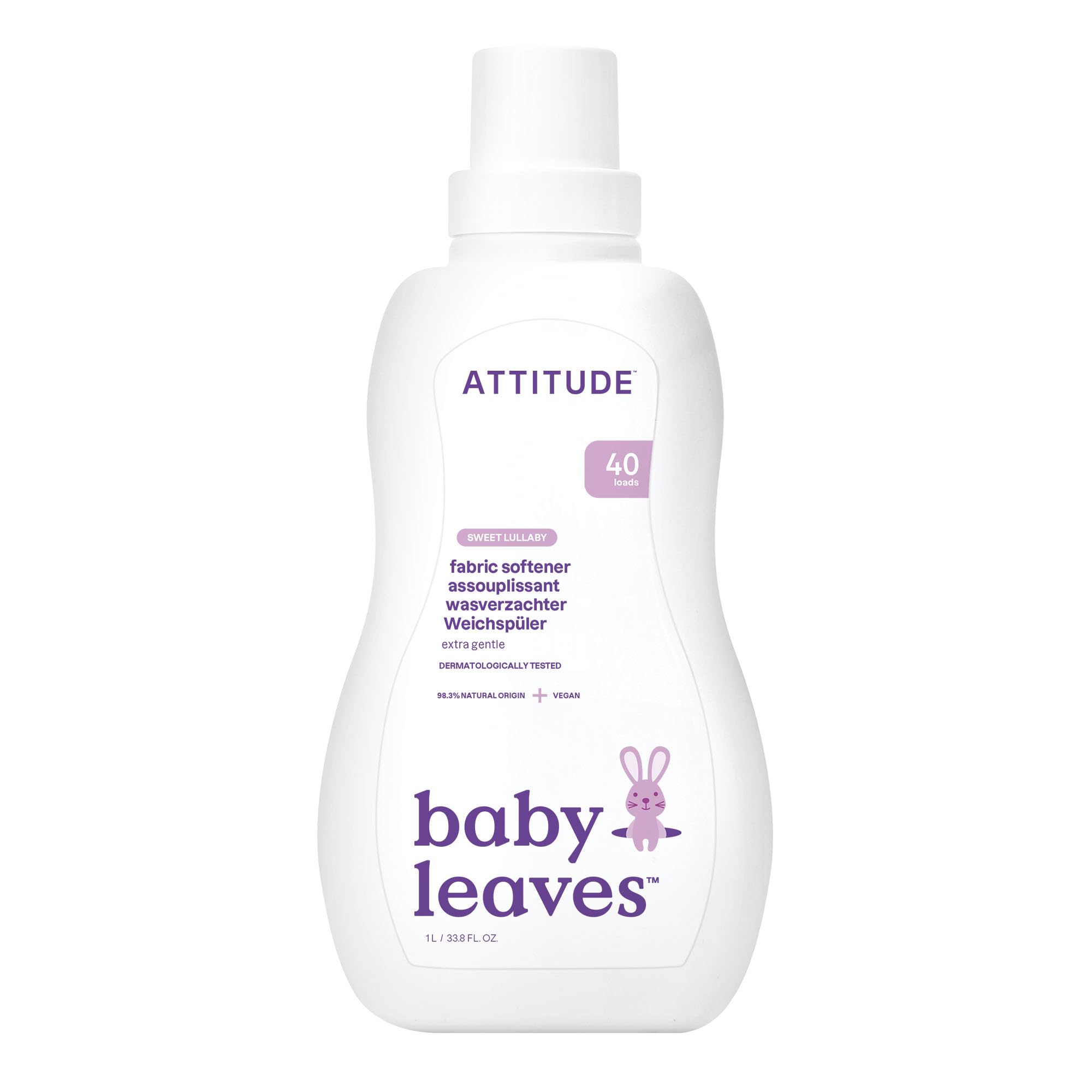 ATTITUDE Baby Fabric Softener Liquid, EWG Verified, Sweet Lullaby, 40 Loads, 1.04 Liter 1