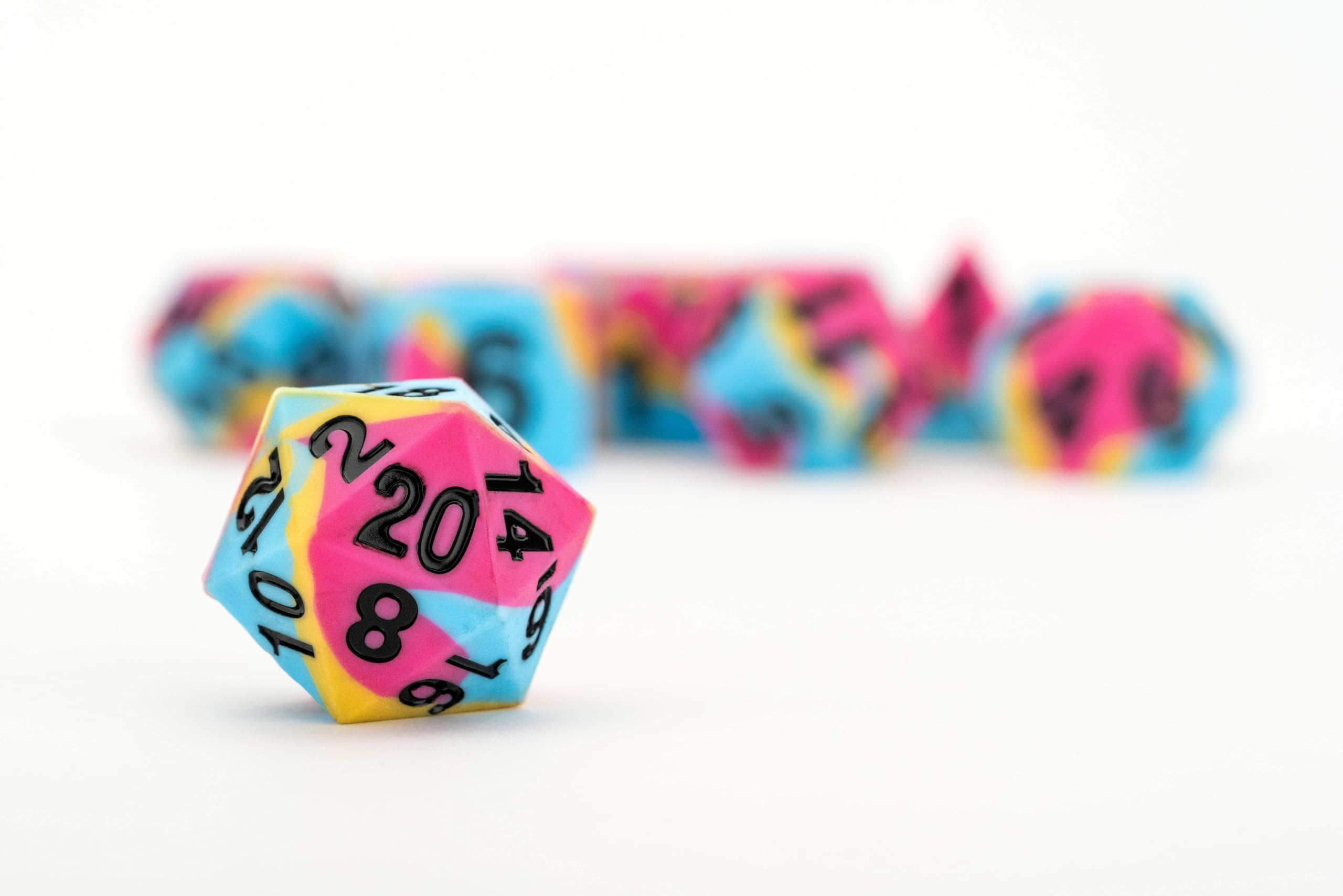 Metallic Dice Games FanRoll Pride Sharp Edge Silicone Rubber Poly Dice Set - 16mm, Pansexual 5