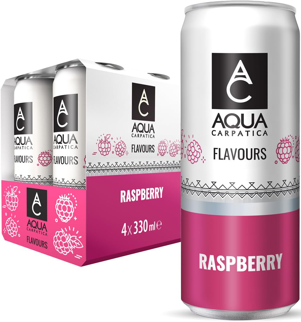 Aqua Carpatica Sparkling Raspberry Flavoured Water - 4 x 330ml Pack | No Added Sugar 1