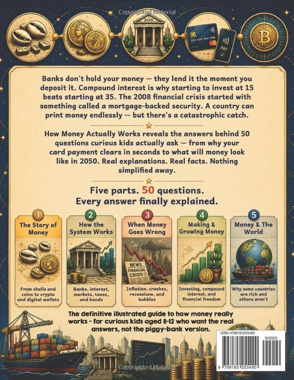 How Money Actually Works: Financial Literacy, Investing & Economics - 50 Questions, Ages 8–12, Paperback