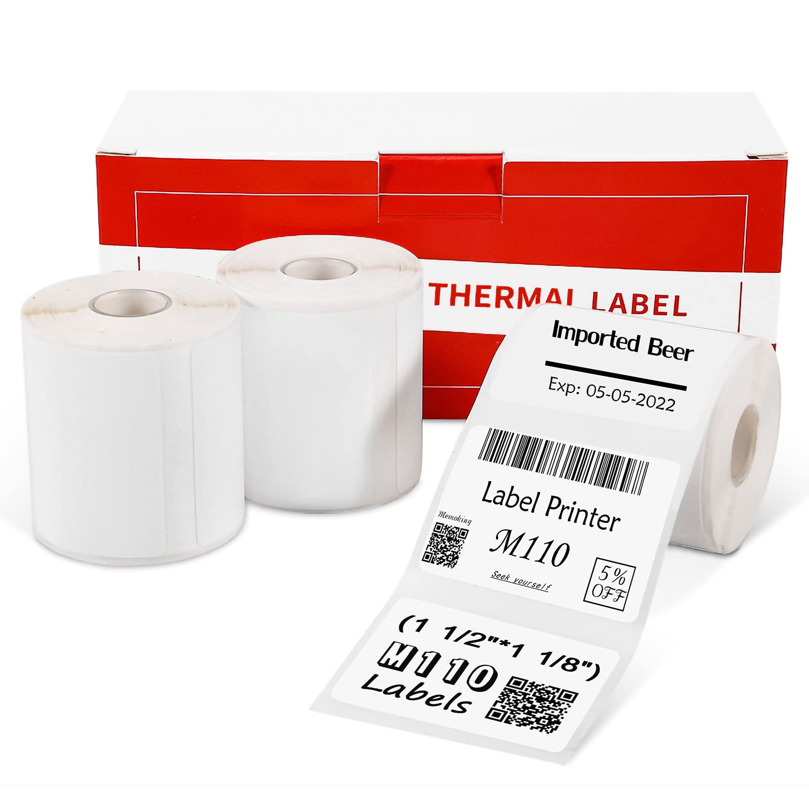Phomemo Thermal Printer Labels - 3 Rolls, 40x30mm White Rectangular, Ink-Free Printing | Compatible with M110/M220/M221