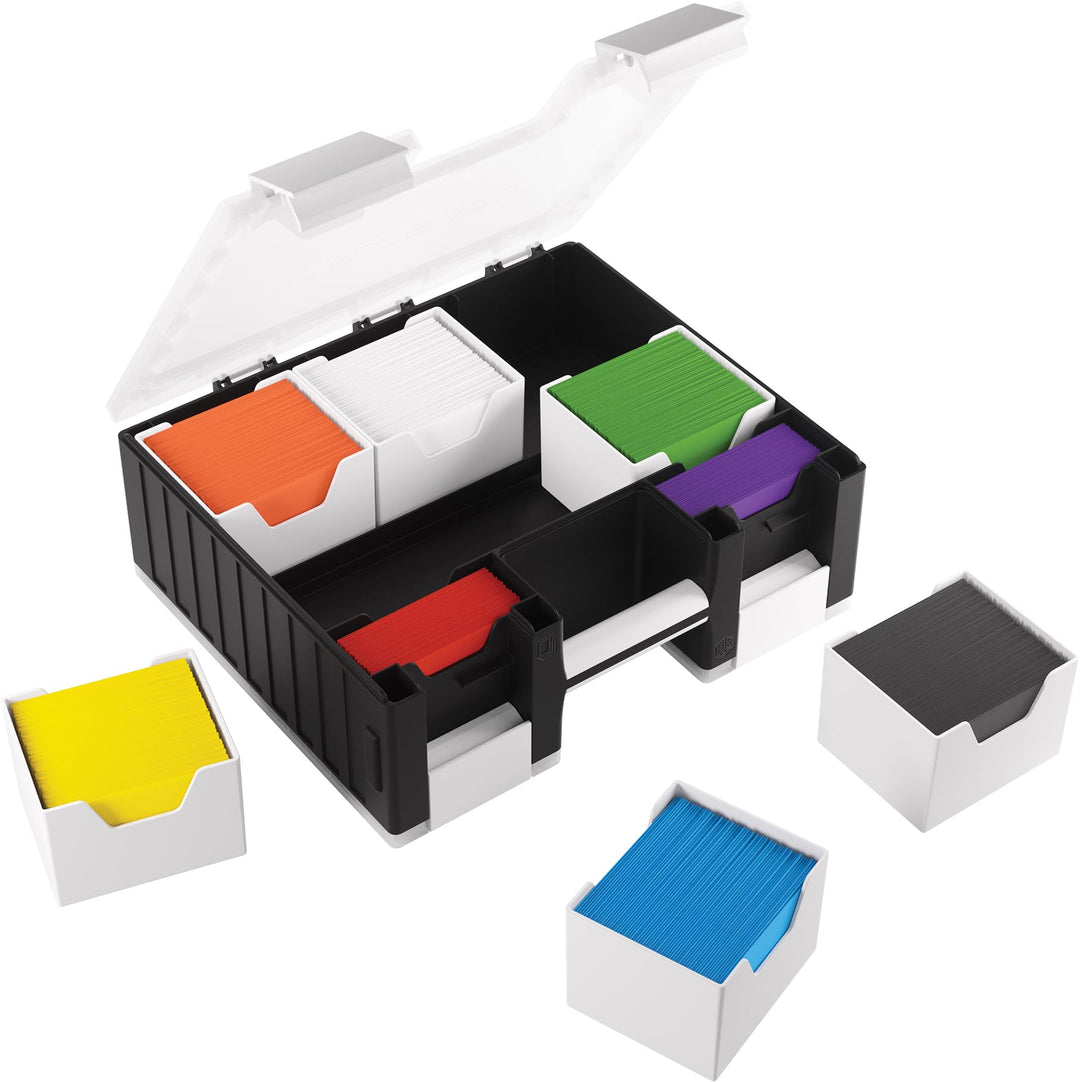 Gamegenic Game Castle Black/White/Clear - Double-Sided Card and Token Storage Case