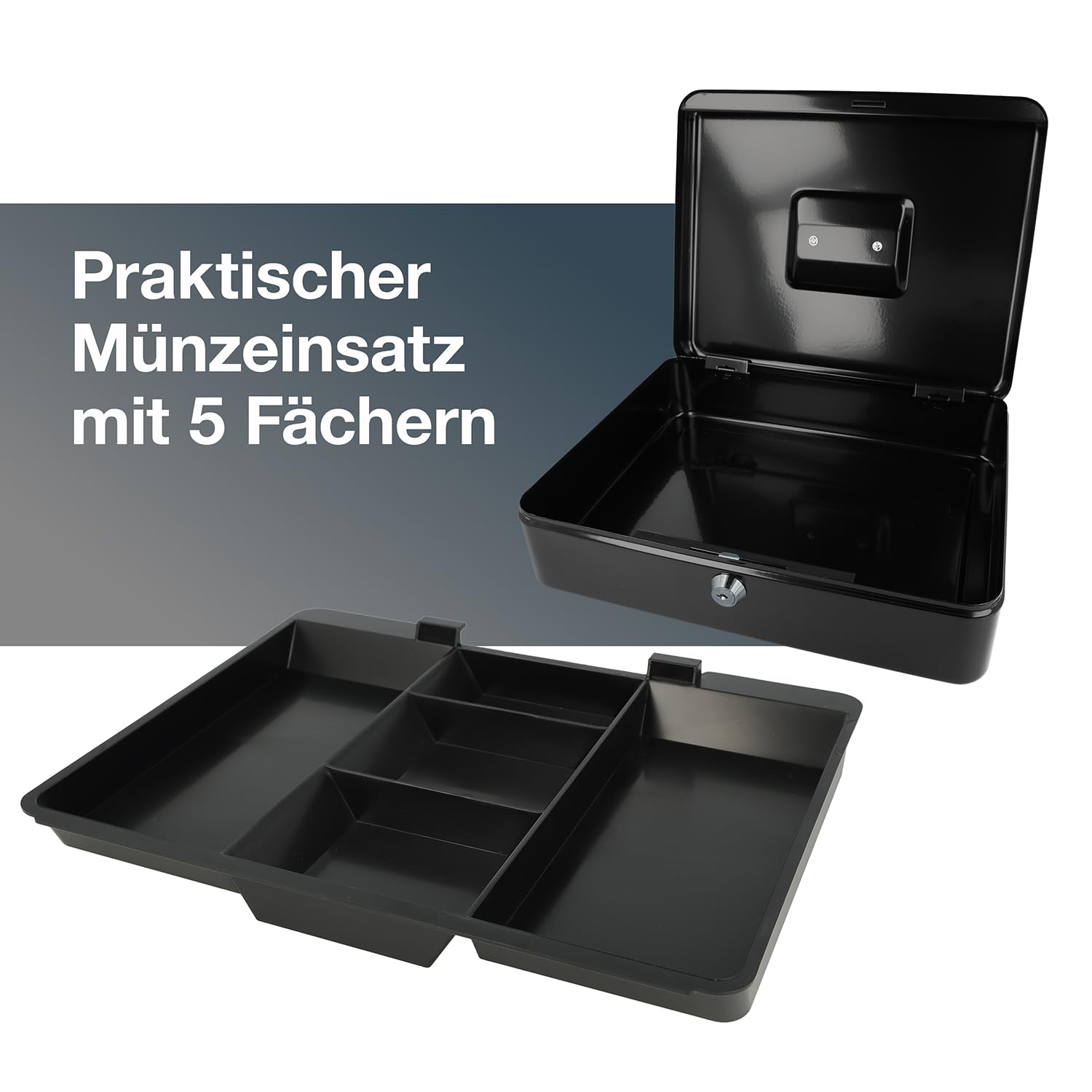 Westcott Lockable Cash Box - Robust Security | Sheet Steel Construction | 30 x 24 x 9 cm
