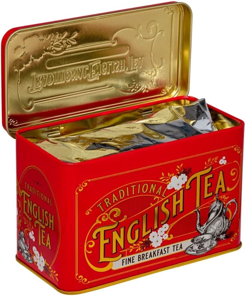 New English Teas Vintage Victorian Tea Tin in Berry-Red with 40 English Breakfast Teabags 6
