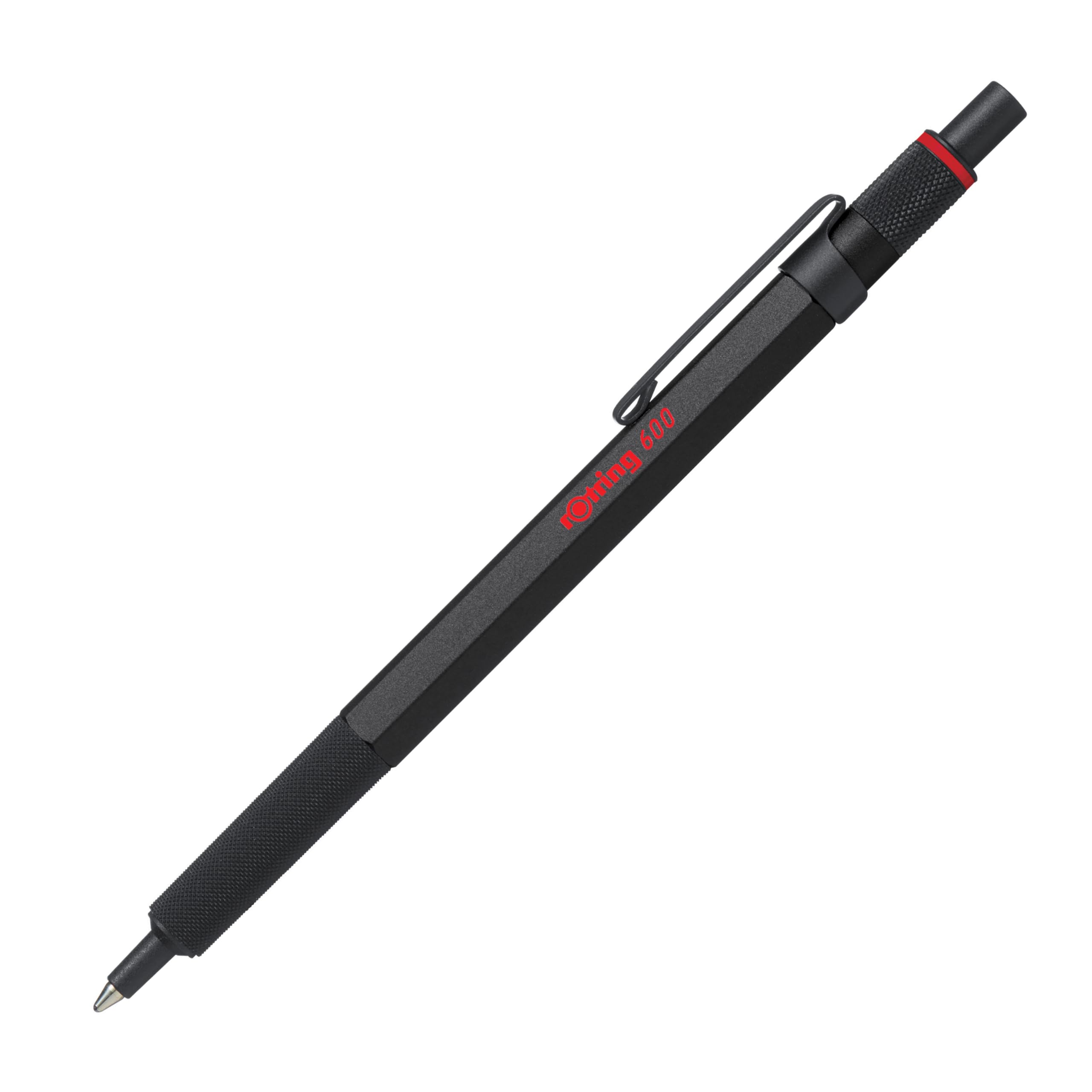 rOtring 600 Ballpoint Pen - Medium Point | Black Ink | Full Metal Body | Knurled Grip