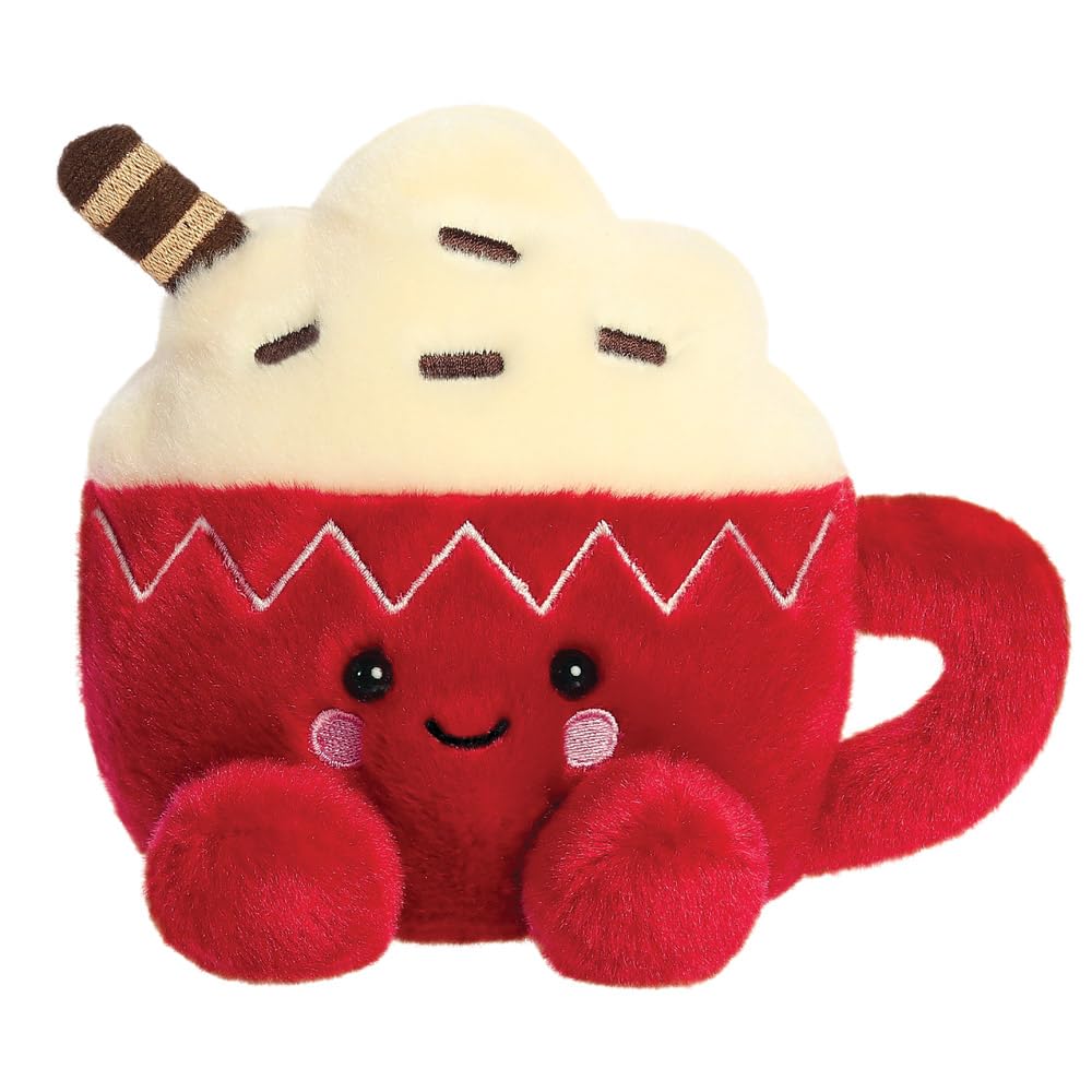 Aurora Palm Pals Cassia Hot Cocoa 5In Soft Toy - Red & White Plush, Bean-Filled Cuddly Stuffed Animal 3