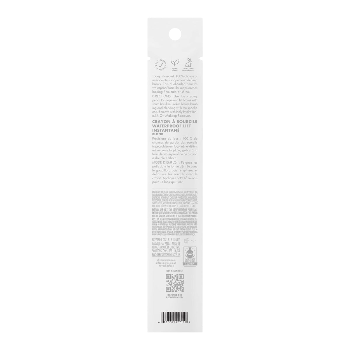 e.l.f. Instant Lift Waterproof Brow Pencil - Blonde | Long-Lasting, Smudge Proof
