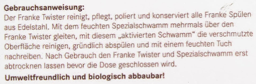 FRANKE Twister - Cleaning and Care Paste for Stainless Steel Sinks, 125 ml with Sponge