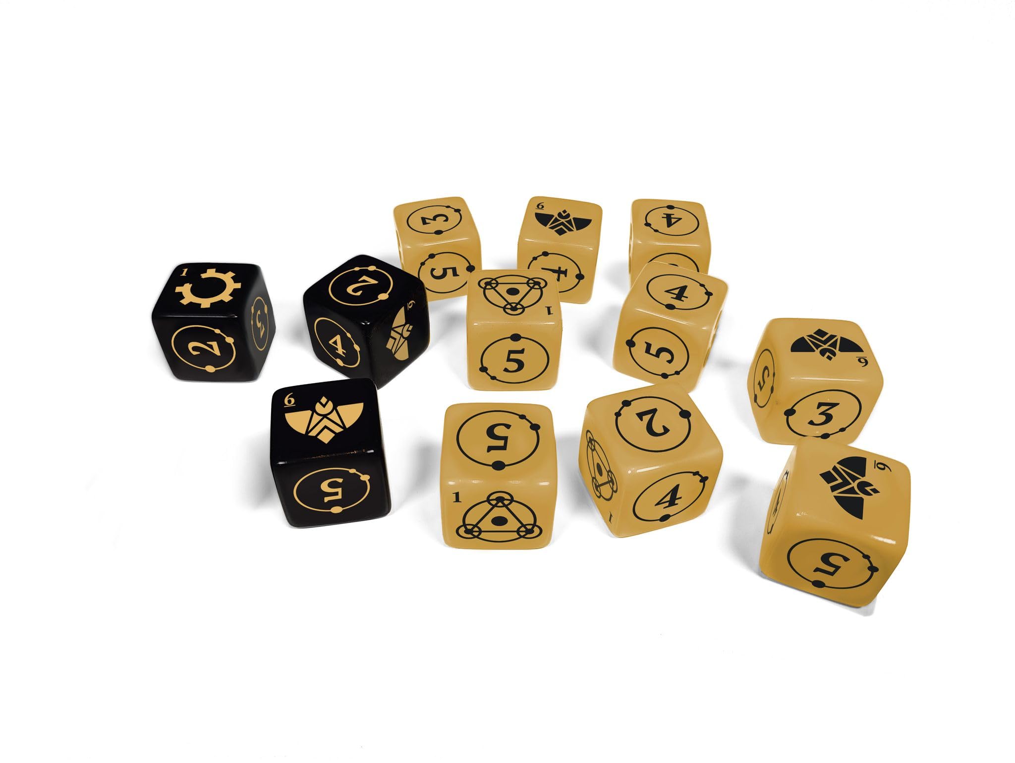 Free League Coriolis: The Great Dark Dice Set - 12 Custom Engraved Dice | Plastic 1
