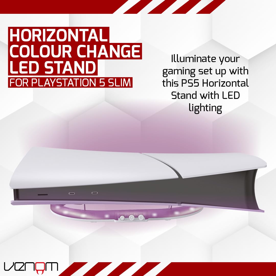 Venom PS5 Horizontal Console Stand with LED Lighting - 8 Color Options, USB Powered, Compatible with Slim Disc & Digital Models 8