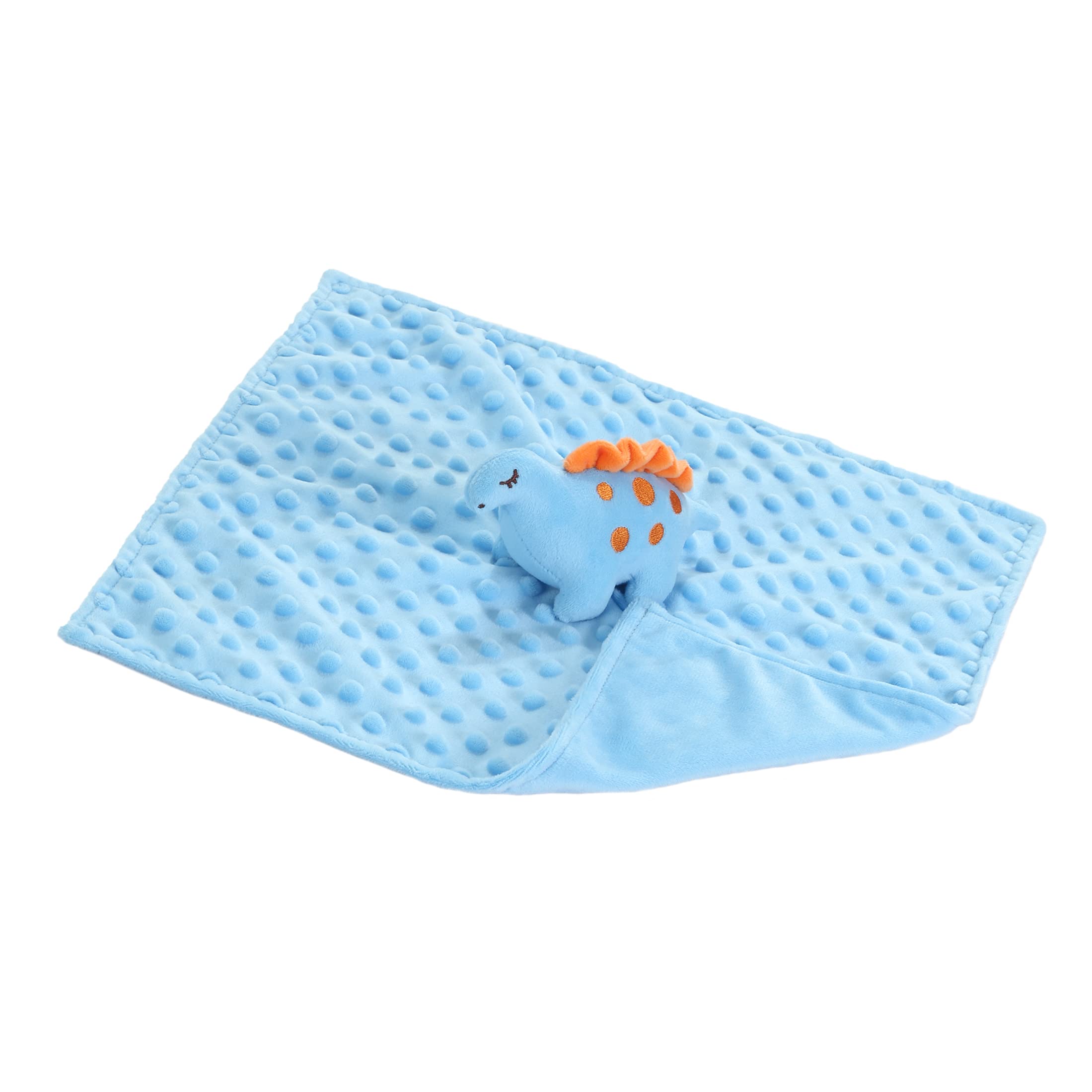 CREVENT Cozy Plush Security Blanket Lovey - Blue Dinosaur | 34x34cm | Sherpa Fleece 3