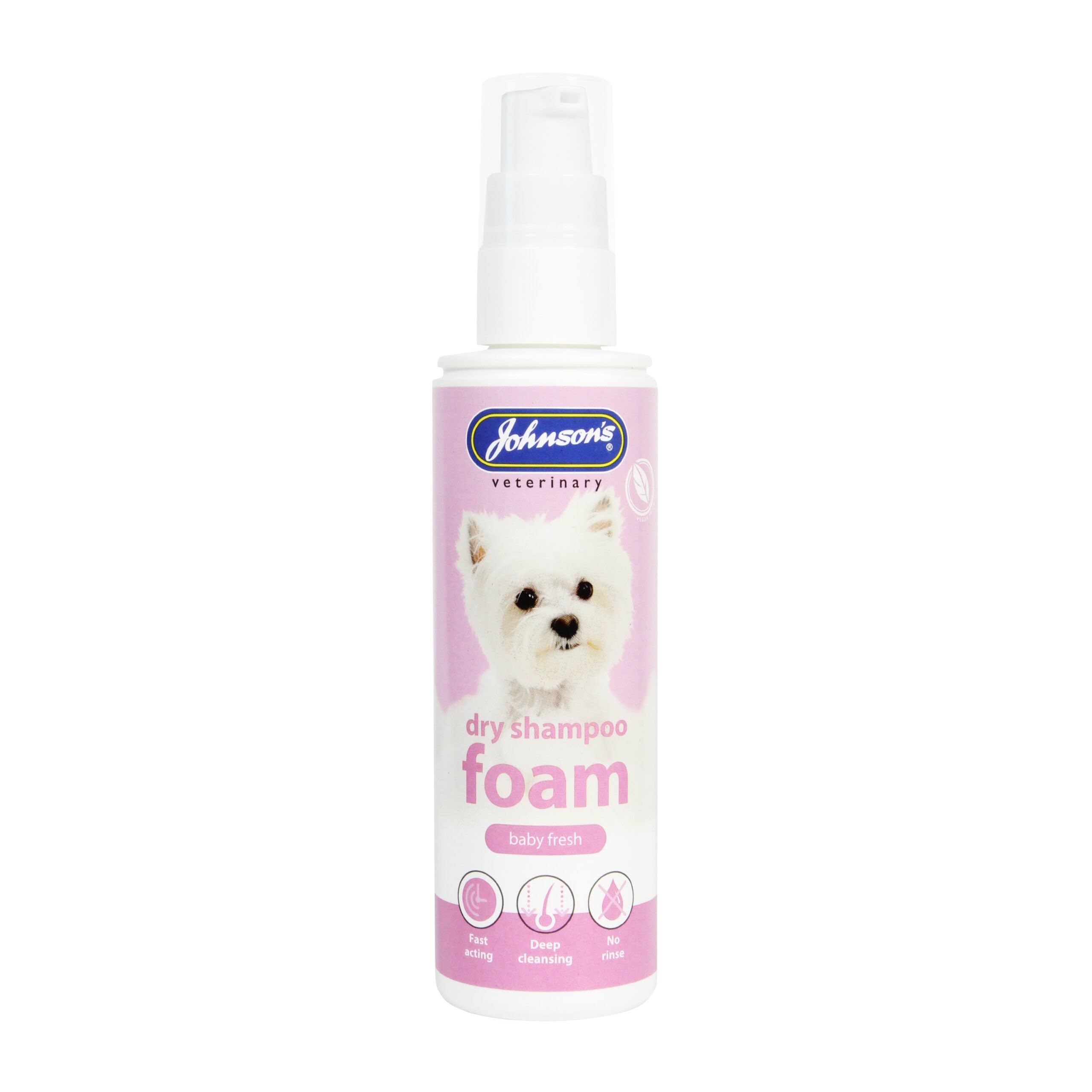 Johnsons Dry Foam Dog Shampoo - Baby Fresh Scent, Waterless Cleaning, 150 ml 1