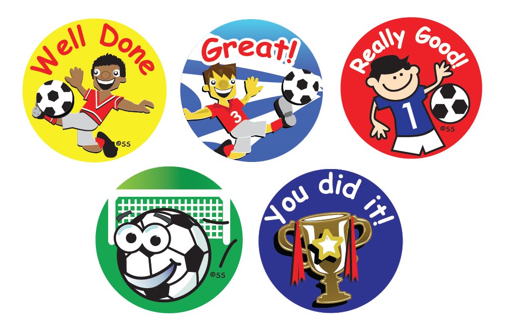 SuperStickers Football Themed Reward Stickers - 180 Pack, 25mm Round, Multicoloured 1