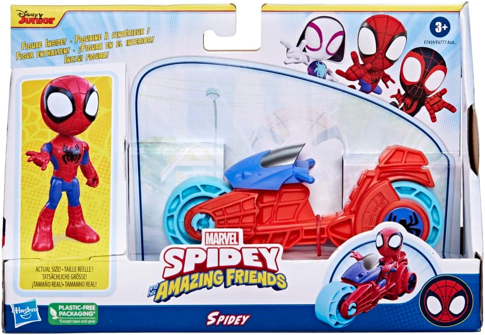 Marvel Spidey and His Amazing Friends Spidey Action Figure with Toy Motorcycle - Ages 3+ 1